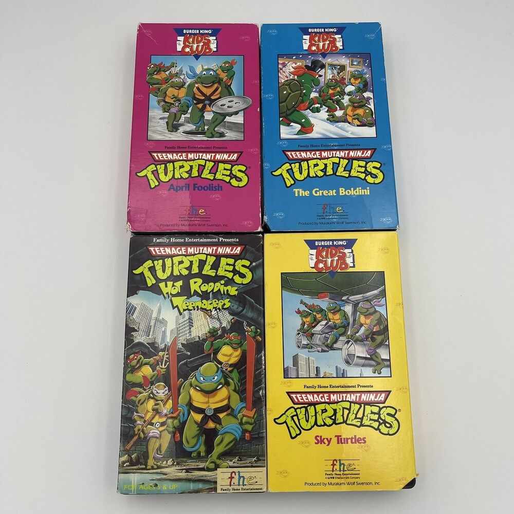 TMNT Burger King Kids Club Set 4 VHS Teenage Mutant Ninja Turtles Vintage Retro